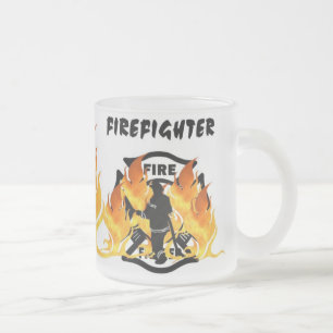 Caneca De Café Vidro Jateado Chamas do departamento do fogo