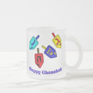 Caneca De Café Vidro Jateado Chanukah Dreidels