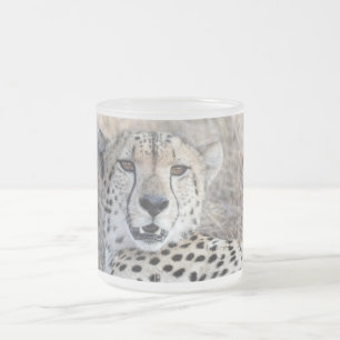 Caneca De Café Vidro Jateado Cheetah Portrait