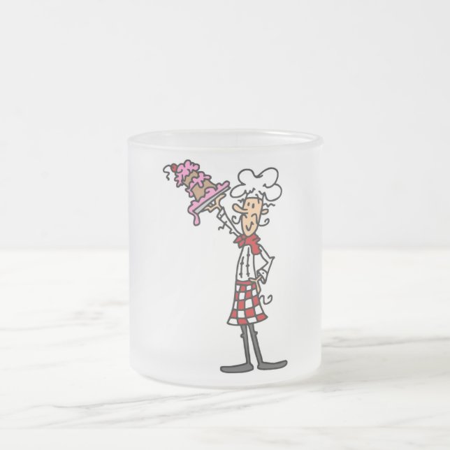 Caneca De Café Vidro Jateado Chef com camisetas e presentes (Centro)