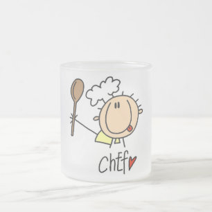Caneca De Café Vidro Jateado Chef com Camisetas para colher e presentes