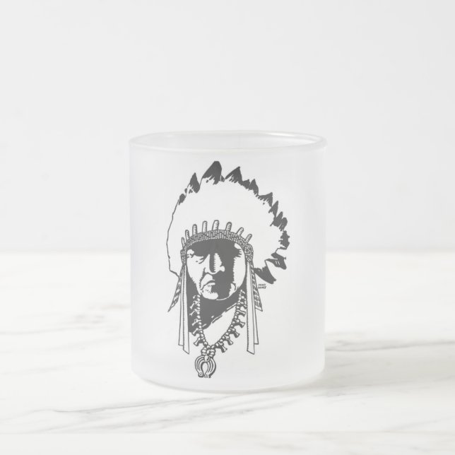 Caneca De Café Vidro Jateado Chefe Mug indiano (Centro)