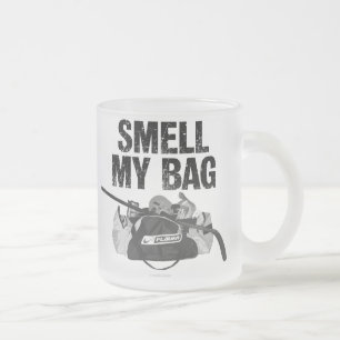 Caneca De Café Vidro Jateado Cheire meu saco (o fedor do hóquei)