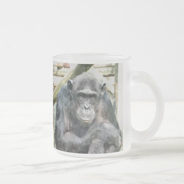 CANECA DE CAFÉ VIDRO JATEADO CHIMPANZÉS CUTAS (Direita)