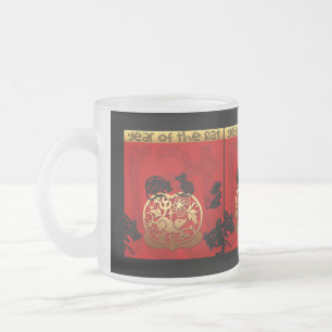 Caneca De Café Vidro Jateado Chinês de Rato Cinto Ano 2020 Zodiac Birthday FG 
