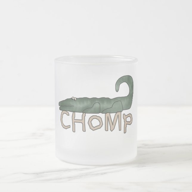 Caneca De Café Vidro Jateado Chomp o camiseta e os presentes do jacaré (Centro)