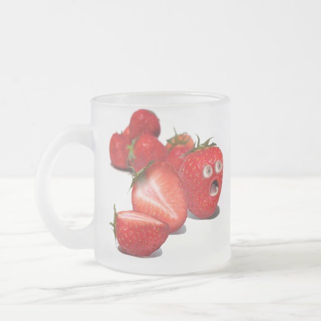 Caneca De Café Vidro Jateado Choque de Morango (Esquerda)