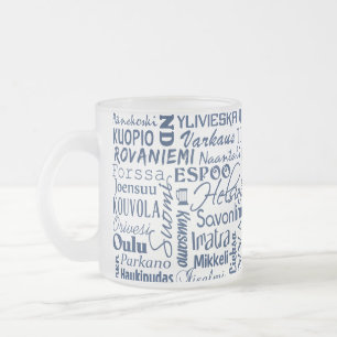 Caneca De Café Vidro Jateado Cidades da Finlândia mg - escolha o estilo