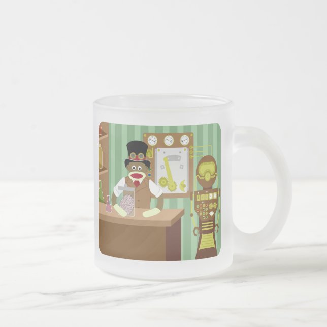 Caneca De Café Vidro Jateado Cientista de Steampunk do macaco da peúga (Direita)