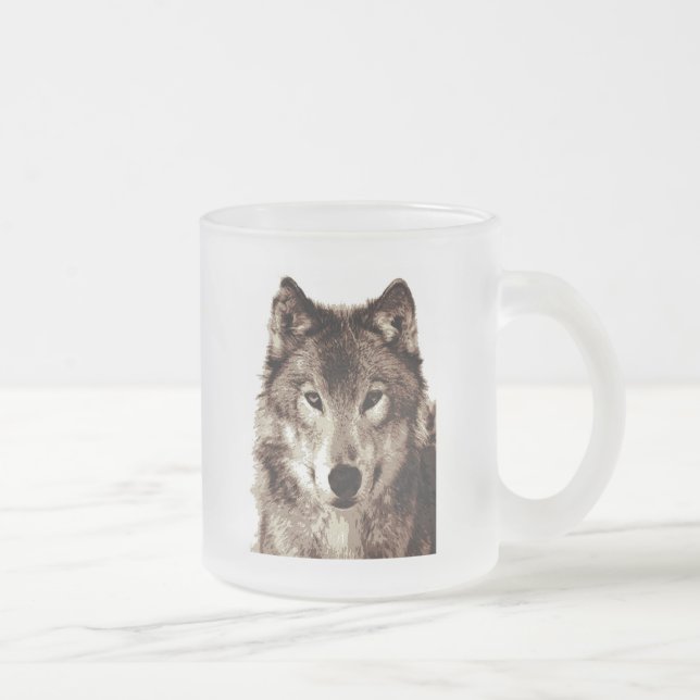 Caneca De Café Vidro Jateado Cinza Wolf (Direita)