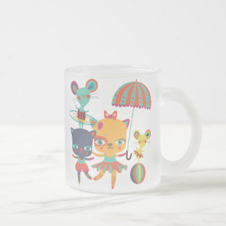 Caneca De Café Vidro Jateado Circo Cuties
