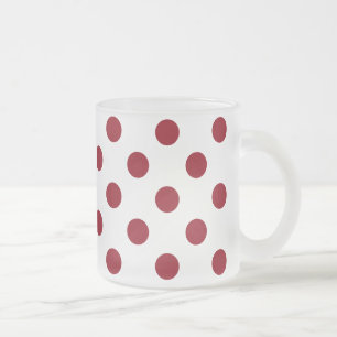 Caneca De Café Vidro Jateado Círculos de Bolinhas Vermelhas Crimson