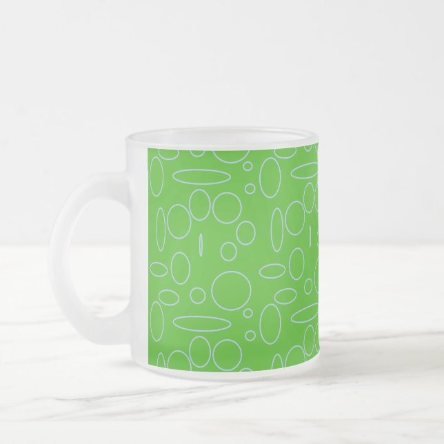 Caneca De Café Vidro Jateado Círculos Verdes (Esquerda)