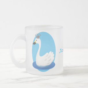 Caneca De Café Vidro Jateado Cisne branco bonito com desenho animado
