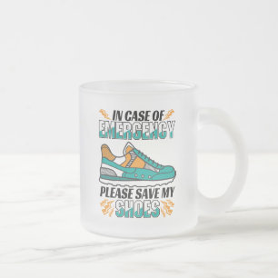 Caneca De Café Vidro Jateado Citação Divertida de Corrida - Salve Meus Sapatos
