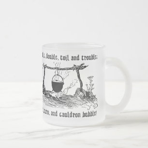 Caneca De Café Vidro Jateado Citações de Shakespeare da bolha do caldeirão da