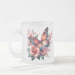 Caneca De Café Vidro Jateado Clipart de Sublimação da Primavera Borboleta-96284