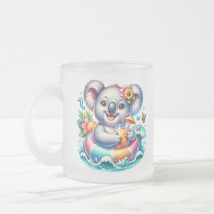 Caneca De Café Vidro Jateado Clipart de Sublimação de Coala de Verão-97702