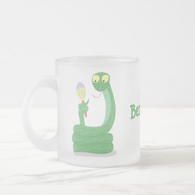 Caneca De Café Vidro Jateado Cobra verde engraçado com desenhos de maraca (Esquerda)