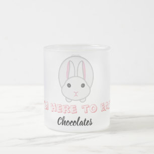 Caneca De Café Vidro Jateado Coelhinho de Páscoa esperando para comer chocolat