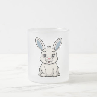 Caneca De Café Vidro Jateado Coelho Branco