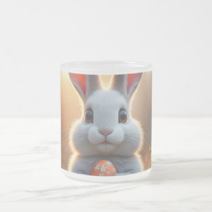 Caneca De Café Vidro Jateado Coelho da Páscoa Feliz na Magia da Primavera