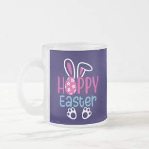 Caneca De Café Vidro Jateado Coelho Feliz de Páscoa Ovo Design de Primavera Fof