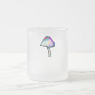 Caneca De Café Vidro Jateado Cogumelo em cores psíquicas brancas do triquete