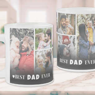 Caneca De Café Vidro Jateado Colagem de 8 Fotos Personalizada Melhor Pai do Mun