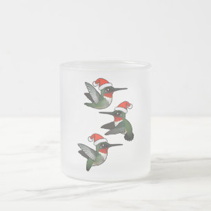 Caneca De Café Vidro Jateado Colibri Rubi-throated do Natal