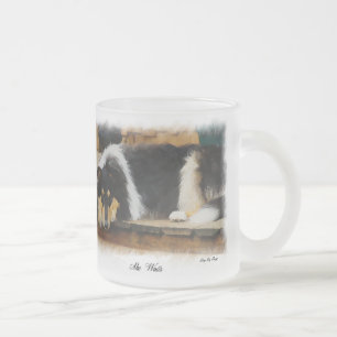 Caneca De Café Vidro Jateado Collie Rough Tripla Oferece Arte, Tripla Cor Rou..