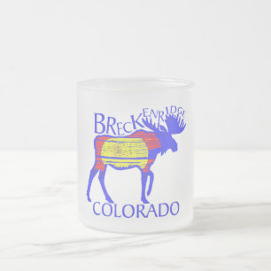 Caneca De Café Vidro Jateado Colorida Breckenridge Coluna de fosco de alce Colo