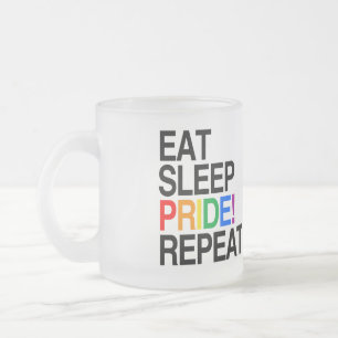 Caneca De Café Vidro Jateado Comer Dormir Orgulho Repetir