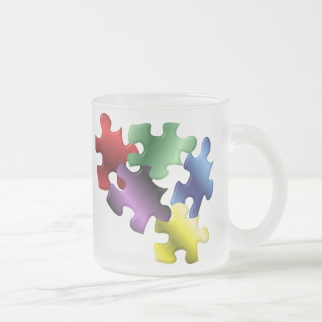 Caneca De Café Vidro Jateado Consciência do autismo (Direita)