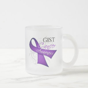 Caneca De Café Vidro Jateado Conscientização sobre o Câncer da Fita Riscada GIS