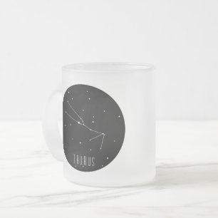 Caneca De Café Vidro Jateado Constelação do Taurus