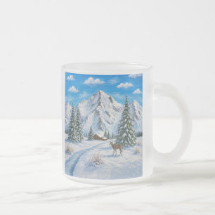 Caneca De Café Vidro Jateado Copo de Vidro Nevado Montanha de Neve