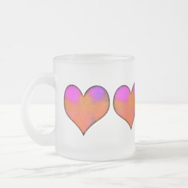 Caneca De Café Vidro Jateado coração (Esquerda)