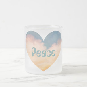 Caneca De Café Vidro Jateado Coração das Nuvens da Paz