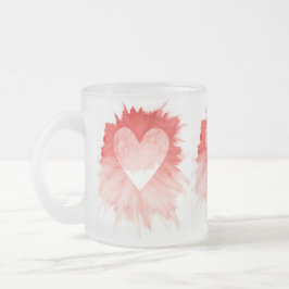 Caneca De Café Vidro Jateado Coração de respingo de aquarela vermelha abstrata