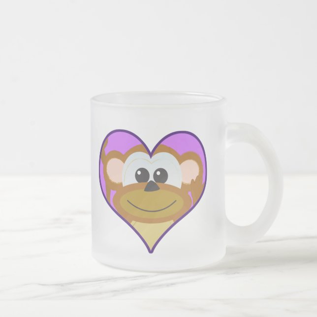 Caneca De Café Vidro Jateado Coração do macaco Goofkins (Direita)