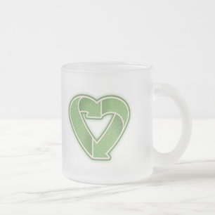 Caneca De Café Vidro Jateado Coração do reciclar