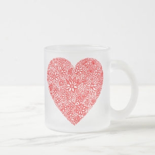 Caneca De Café Vidro Jateado Coração Flocado - Personalizado