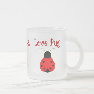 Caneca De Café Vidro Jateado Coração Inseto de Amor Bonito Ladybug Mug