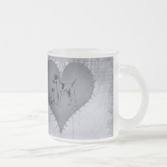 Caneca De Café Vidro Jateado Coração Jack Russel (Direita)