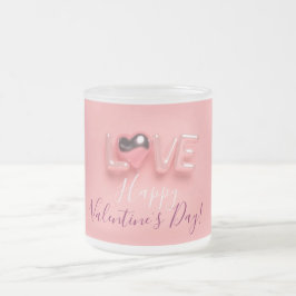 CANECA DE CAFÉ VIDRO JATEADO CORAÇÃO MODERNO ROSA DIA DOS NAMORADOS