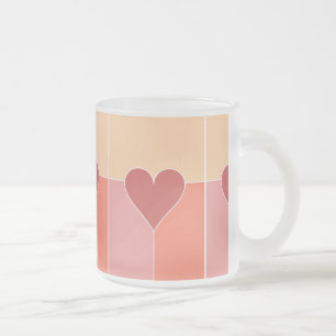 Caneca De Café Vidro Jateado Coração Padrões de monograma personalizado