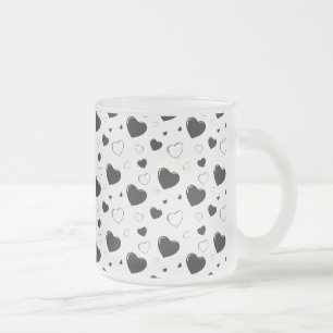 Caneca De Café Vidro Jateado Corações brilhantes negros e lindos padrões românt