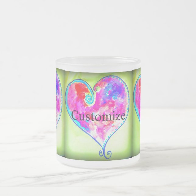 Caneca De Café Vidro Jateado corações cor-de-rosa (Centro)