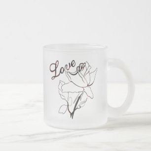 Caneca De Café Vidro Jateado Corações de Rosas de Amor Verdadeiro Dia dos Namor